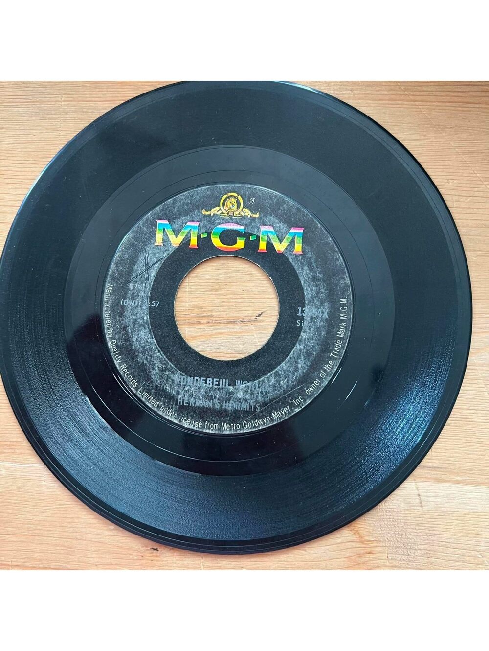 Herman's Hermits - Wonderful World/Traveling Light 45rpm VG+ R08